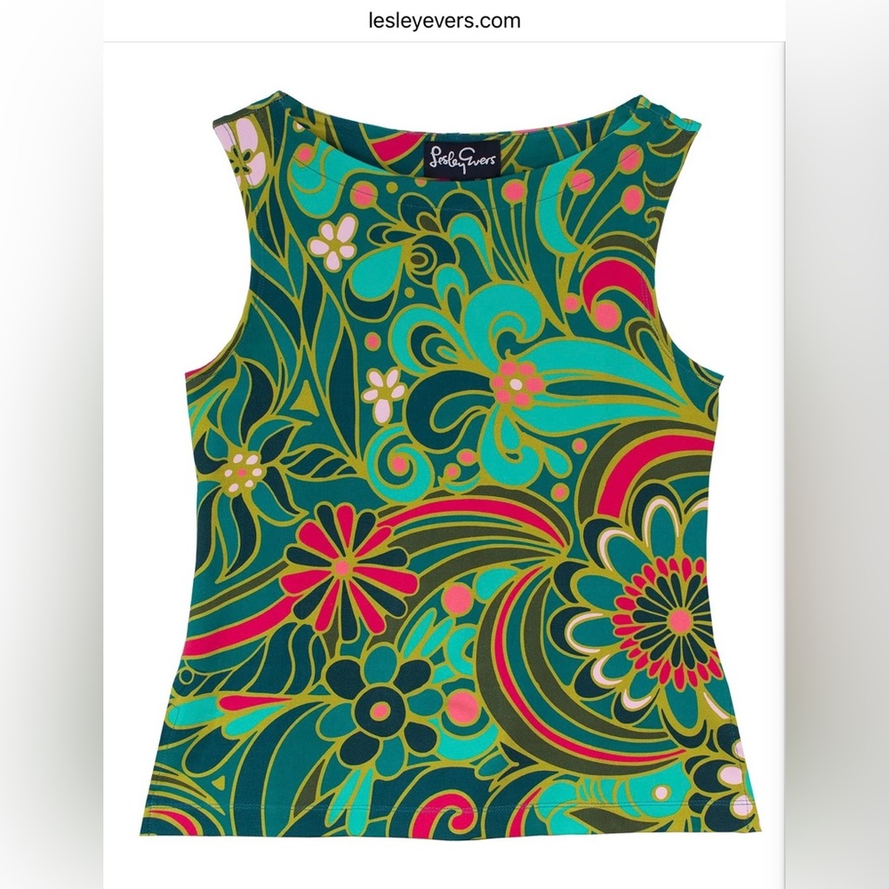 NWOT Lesley Evers STELLA Floraland Sleeveless Top - 1X